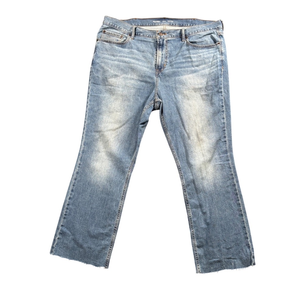 Old Navy Built-In Flex Bootcut Jeans Men 42x28 (Tag 40x30) Light Wash Frayed Hem